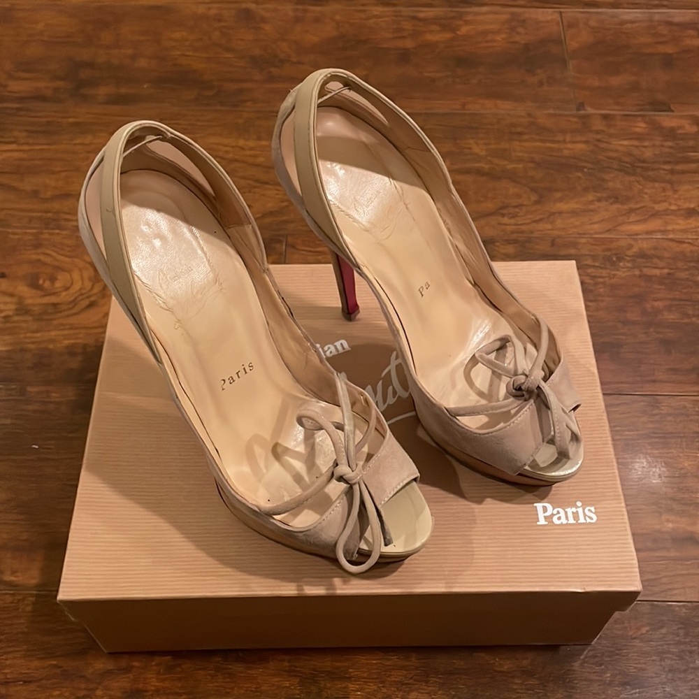 Christian Louboutin cream suede